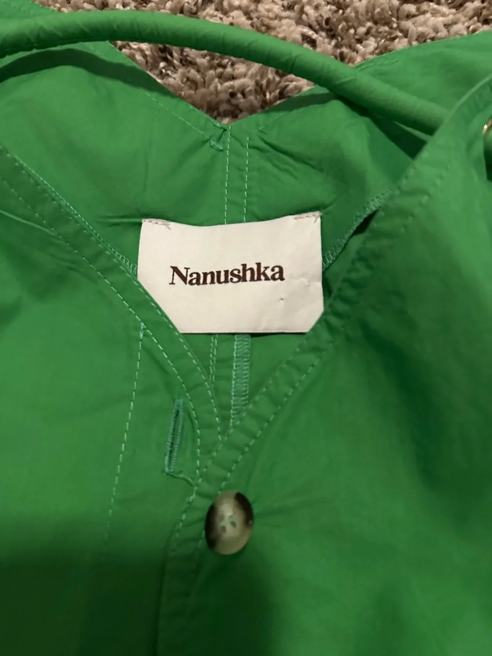 Nanushka Bright Green Button-Front Dress - Picture 2 of 4